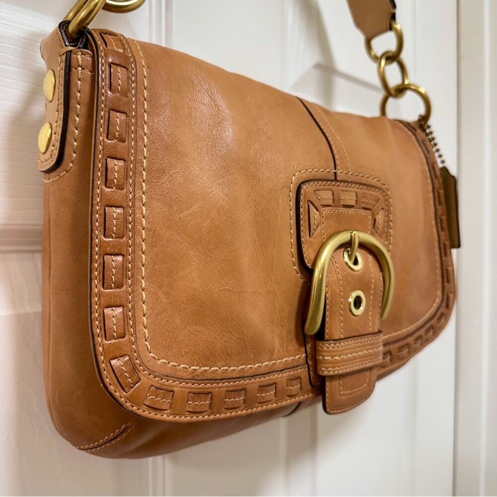 Coach Legacy Soho Buckle Flap Woven Leather Large Hobo Shoulder Bag Vintage Y2K - Picture 3 of 12